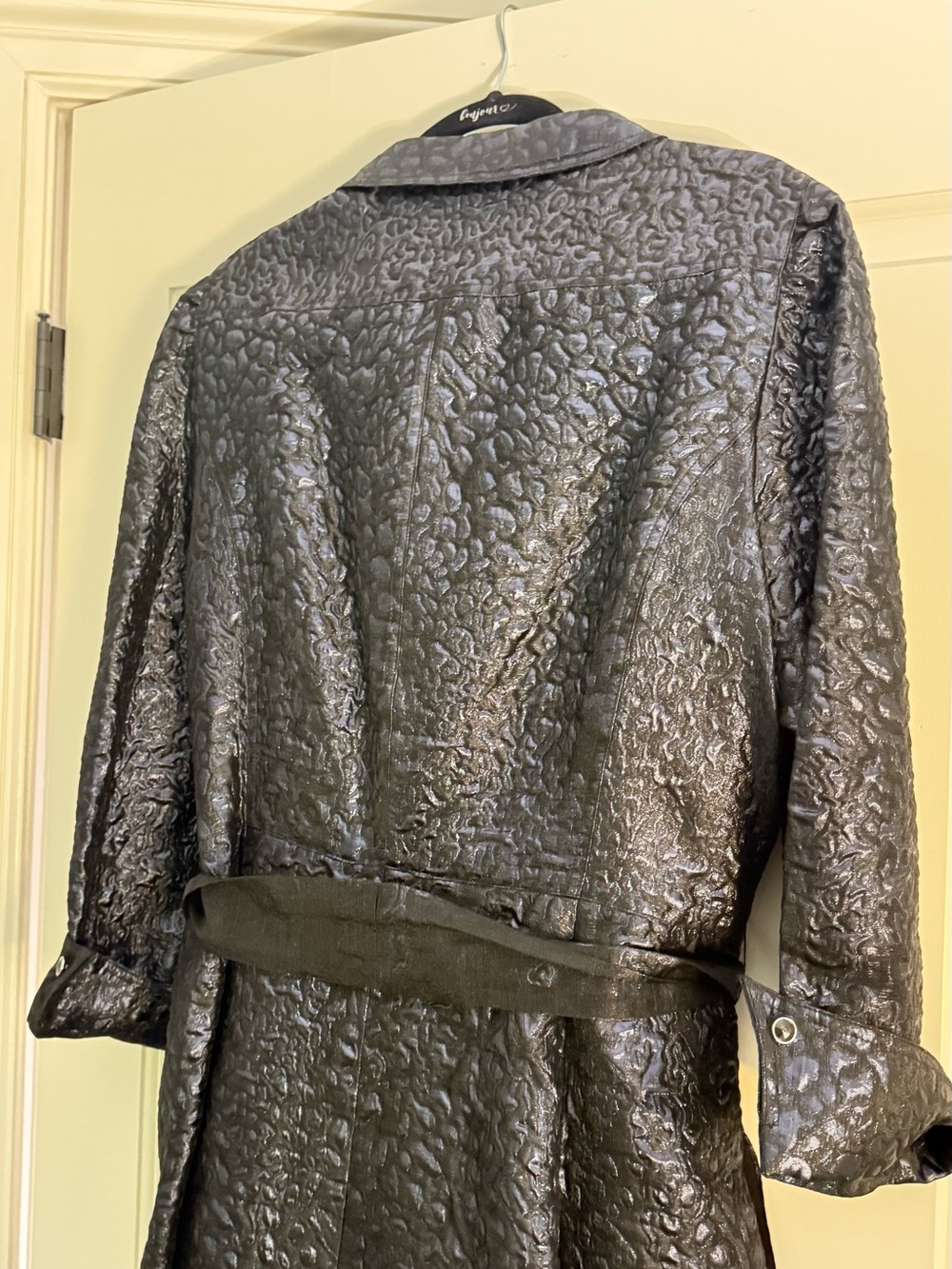 Teri Jon Metallic Organza Jacquard Shirt Gown - Picture 7 of 9